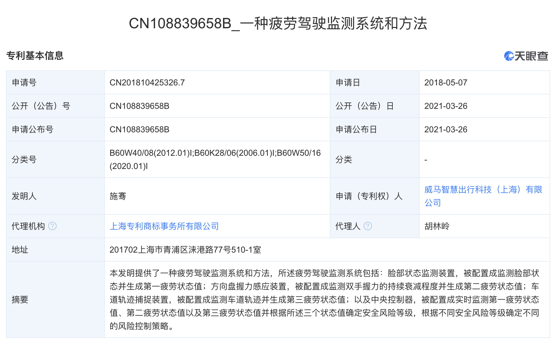 华为新专利公布：可进行疲劳驾驶预警