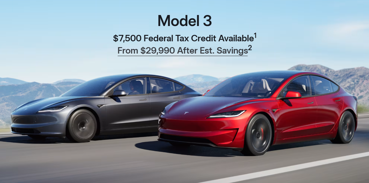 特斯拉Model 3长续航后驱版降价后售价25.95万